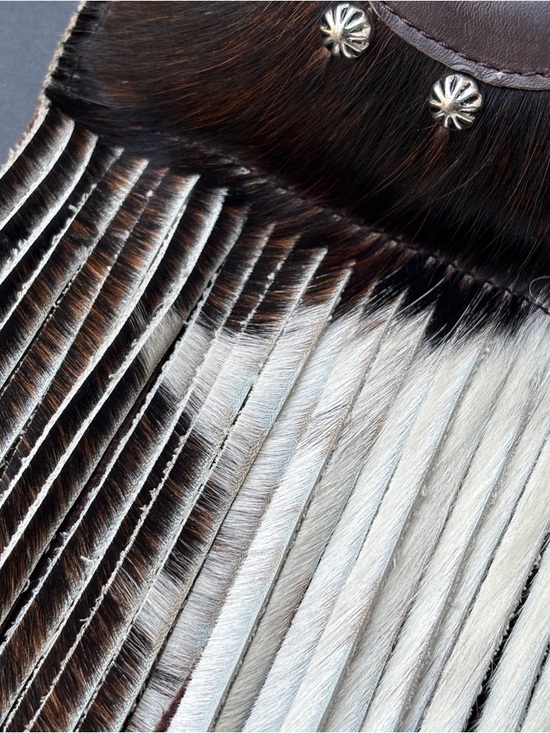 Raviani Studded Native American Fringe Crossbody Bag In Hair-On Cowhide EUC - Picture 17 of 17